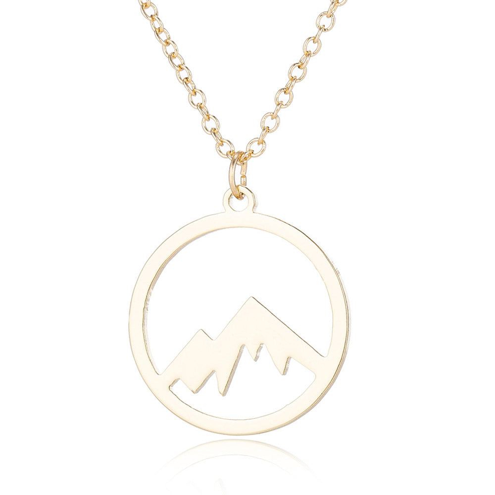 Mountain Pendant Necklace Gold Silver Minimalist Nature Snow Mountain Necklace For Women Men Fashion Adventure Jewelry Gift 6
