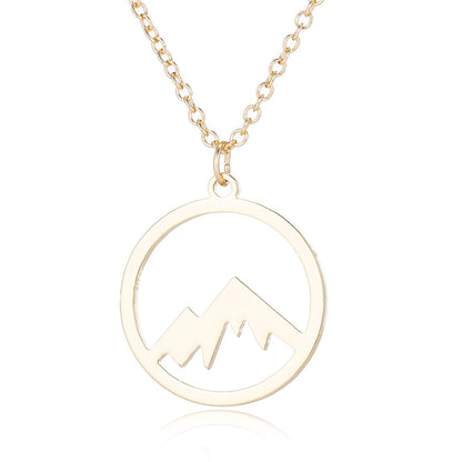 Mountain Pendant Necklace Gold Silver Minimalist Nature Snow Mountain Necklace For Women Men Fashion Adventure Jewelry Gift 6