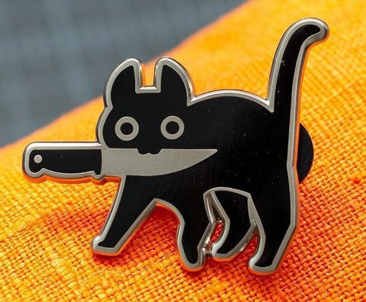 Cowboy Badge Black Kitten Holding A Knife Badge 6869caf9 67d2 4a8f 9a95 db6e46134268