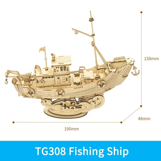 Robotime Boat & Ship Model 3D Wooden Puzzle Games Toys Assembly Kit For Children Kids Girls Birthday Christmas Gift Dropshipp