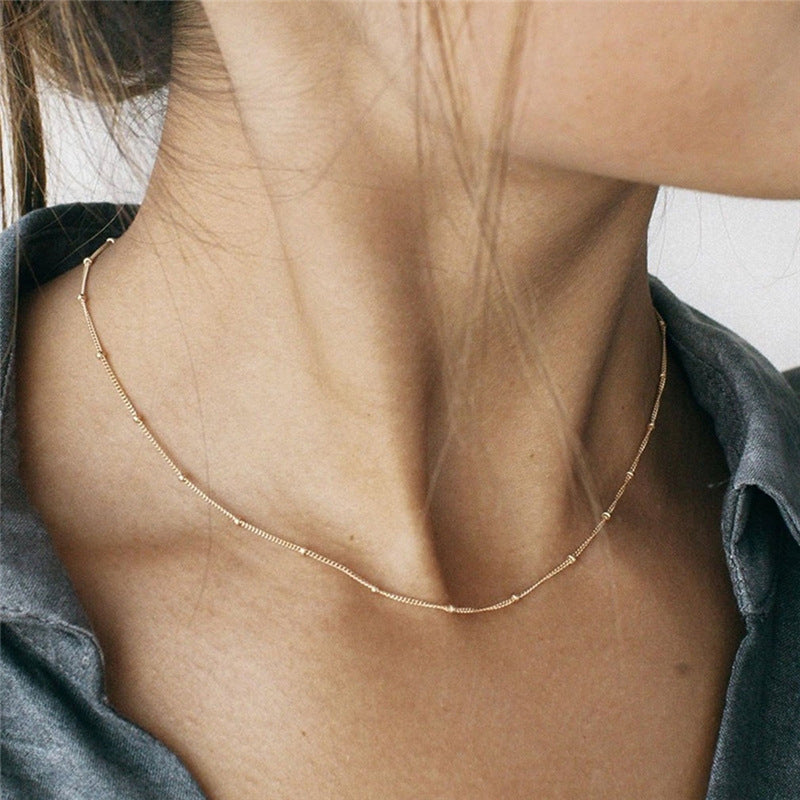 Peas chain plated simple stacked belt wild clavicle chain 689125310840