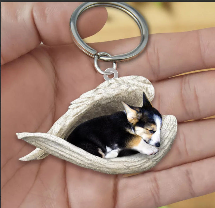 New Unique Dogs And Cats Sleeping Angel Pendant Car Key Ring 68993ce5 c838 4842 9215 37fba5ac5c3a