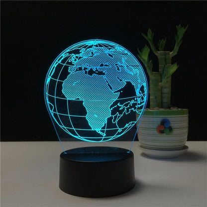 مصباح طاولة كروي ثلاثي الأبعاد مزود بمنفذ USB ليلي، RGB، إبداعي