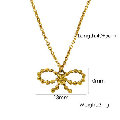Bow Stainless Steel 14K Gold Earrings Necklace 68a53397 2750 4431 b507 ff56c92d94d5