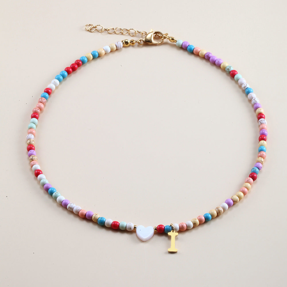Colorful Beads Initial Choker For Women Stainless Steel Lett 68ba3f25 0097 4fee b7a6 ed4ba8c4425b