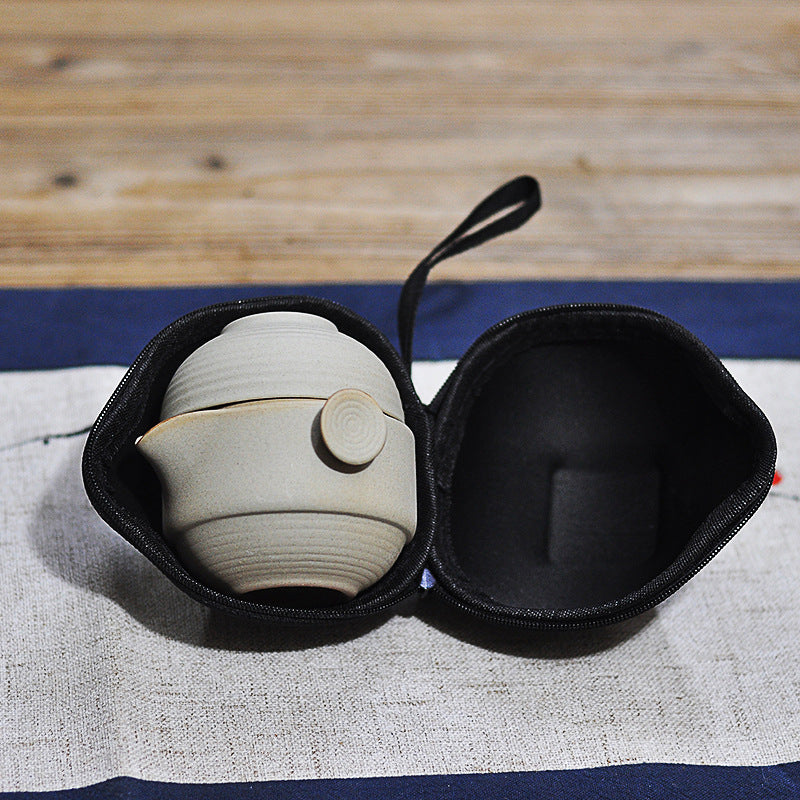 Simple Stoneware Convenient Tea Cup Set One Pot One Cup 1 Person Japanese Style Travel Portable Office Kung Fu Tea Set Teapot