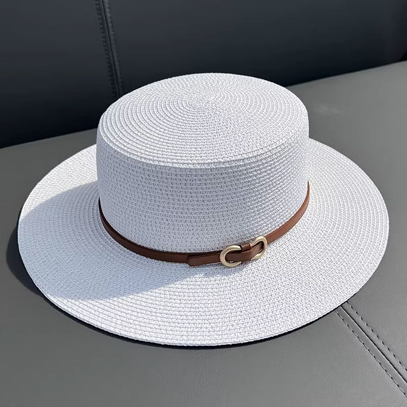 Flat Straw Hat Women's Summer Seaside UV Protection 68cd9d3f 6244 40ff bd40 d1ba3b18a3af