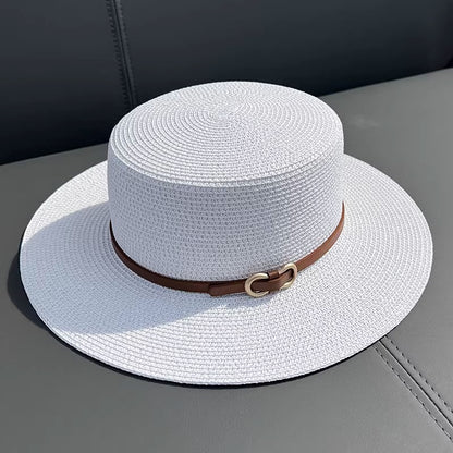 Flat Straw Hat Women's Summer Seaside UV Protection 68cd9d3f 6244 40ff bd40 d1ba3b18a3af