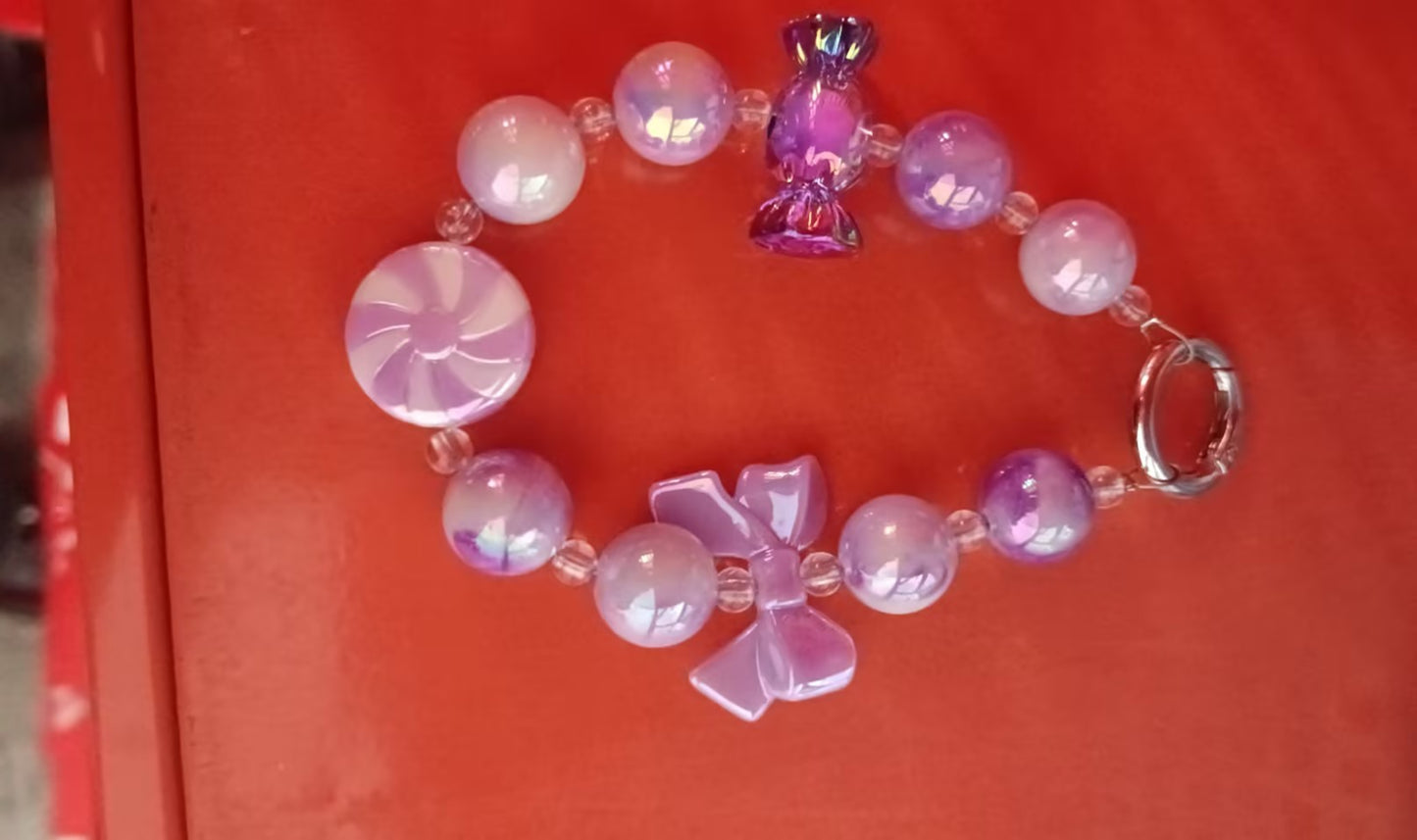 Bow Luminous Colorful Acrylic Beads Mobile Phone Charm Keychain 68d288bc e42b 451e a74d 7b777adedfe2