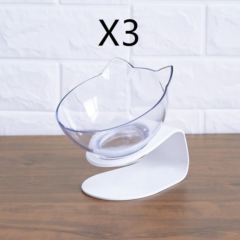 Non Slip Double Cat Bowl With Raised Stand Pet Food Cat Feeder Protect Cervical Vertebra Dog Bowl Transparent Pet Products 68