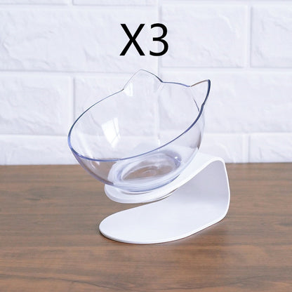 Non Slip Double Cat Bowl With Raised Stand Pet Food Cat Feeder Protect Cervical Vertebra Dog Bowl Transparent Pet Products 68