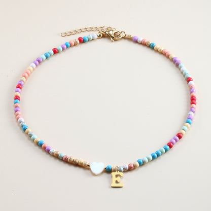 Colorful Beads Initial Choker For Women Stainless Steel Lett 69137a1b df88 432b 9ba2 be0426eaed8e