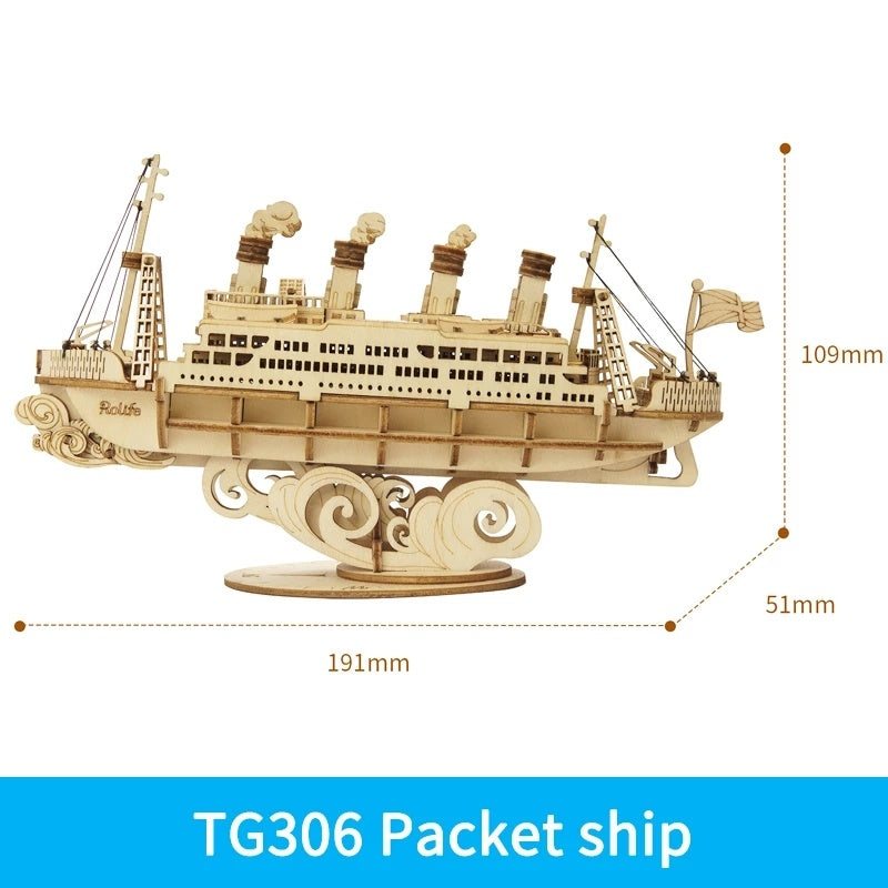 Robotime Boat & Ship Model 3D Wooden Puzzle Games Toys Assembly Kit For Children Kids Girls Birthday Christmas Gift Dropshipp