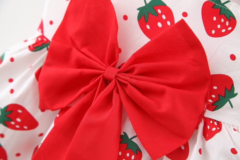 Girl's Straw Hat Skirt With Strawberry Big Bow Suspenders 69244925 f752 45fc 93dd 5742234ec8f3
