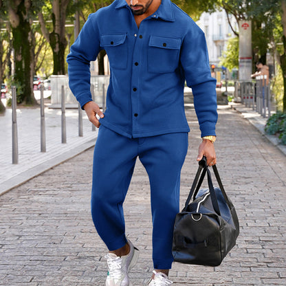 Suede Single-breasted Solid Color Slim Fit Two-piece Suit Men 6924c575 a0a7 4ebb acdc 4e12a0234ce7