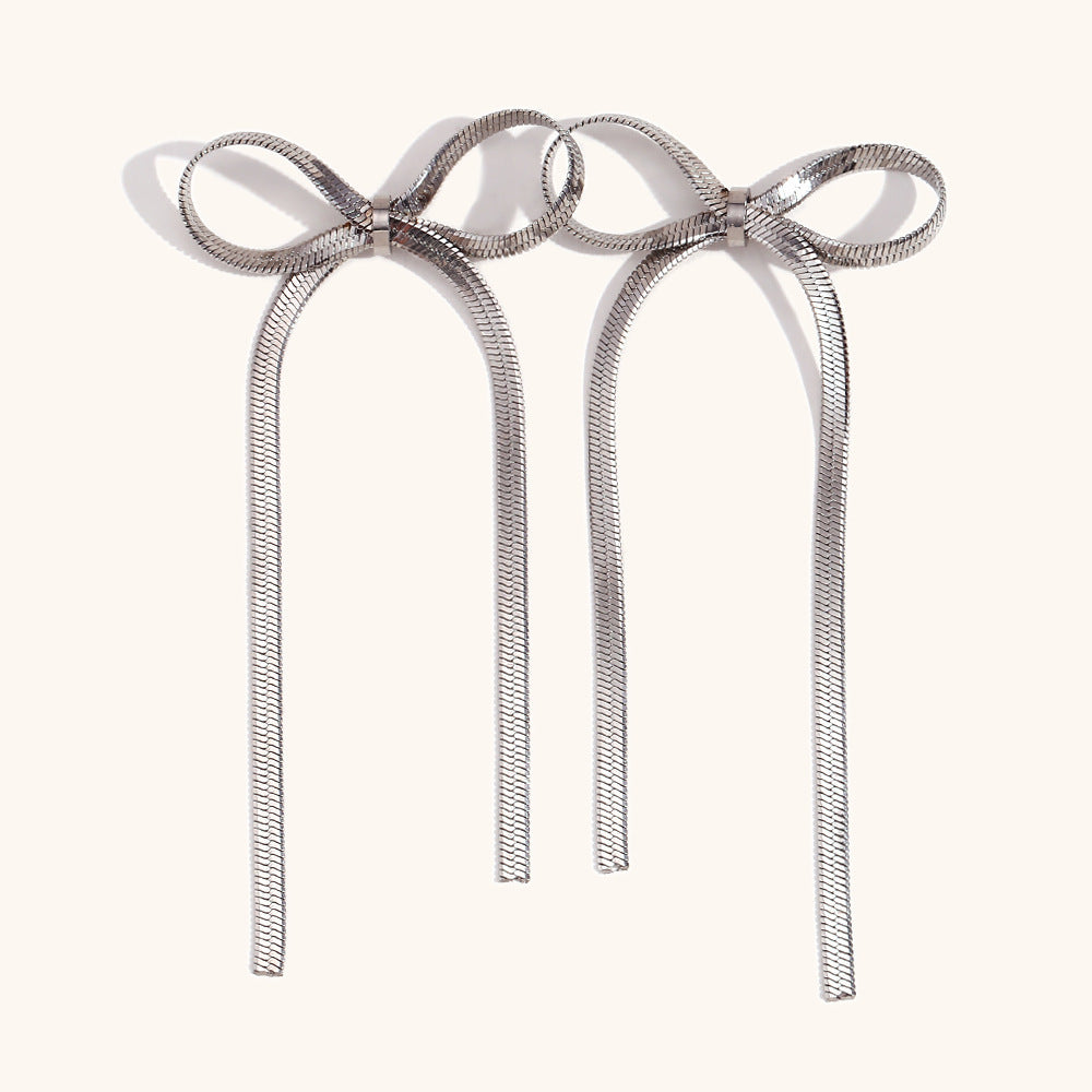 Women's Fashion Blade Chain Bow Earrings 6936106f 9161 4104 a2cd 2aef2799391e