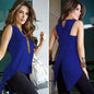 Europe and the United States spring and summer irregular fashion sleeveless back crossover shirt T-shirt 6938953088804