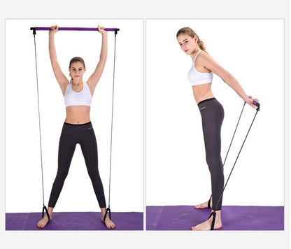 Yoga Crossfit Resistance Bands Exerciser Pull Rope Portable Gym Workout Pilates Bar Trainer Elastic Bands 694298460524