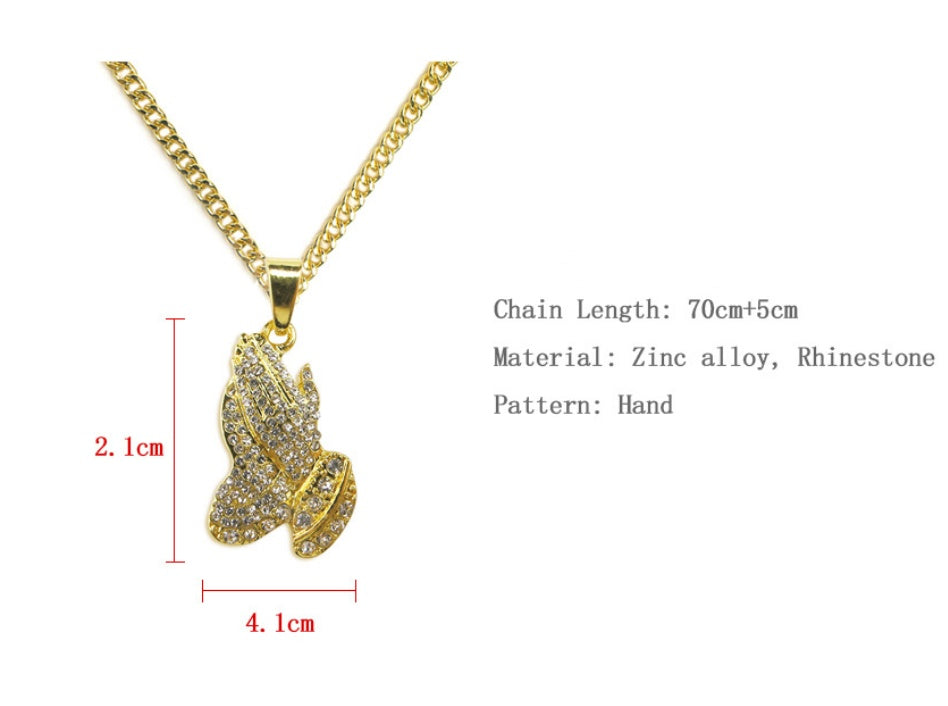 Hands praying hip hop men's chain jewelry long necklace 69469774944