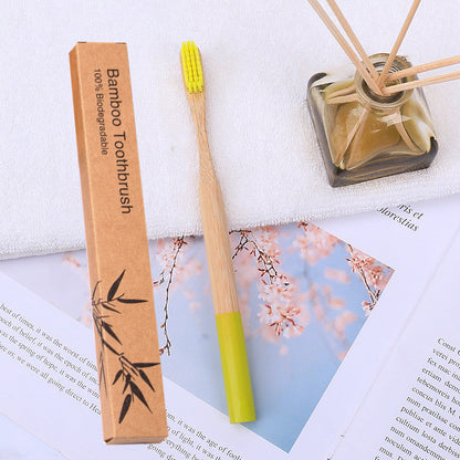Natural bamboo handle round bamboo toothbrush 697498271425