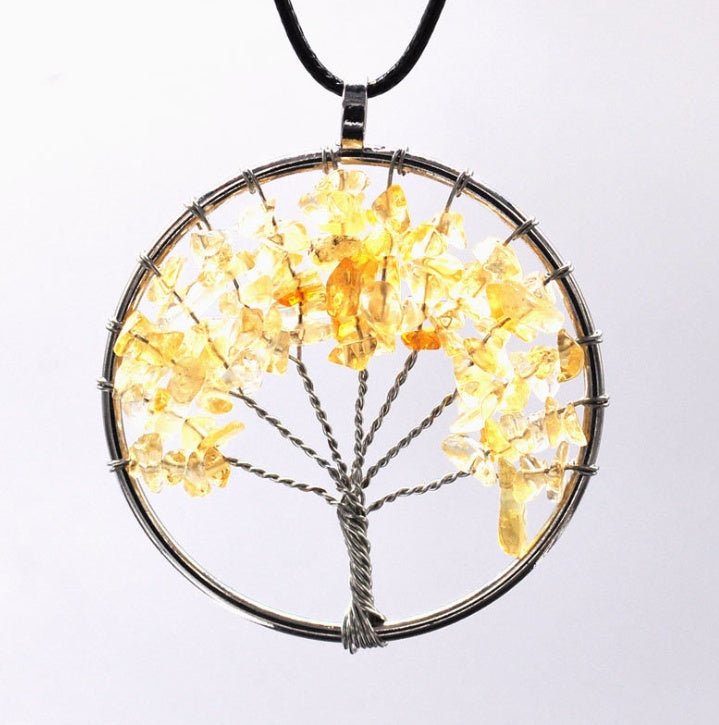 Natural gravel crystal life tree natural stone rich tree colorful necklace 6976657655822