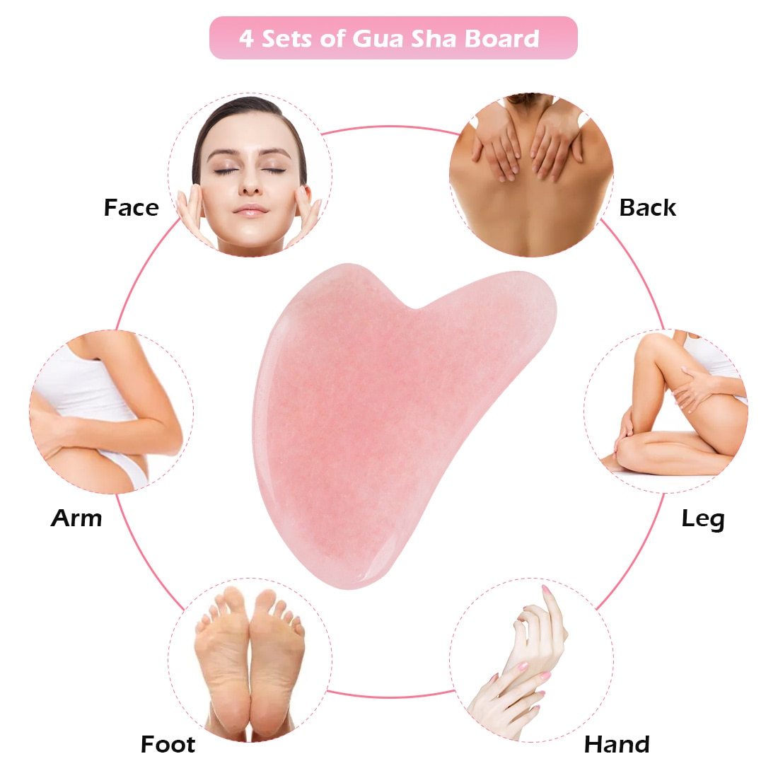Whole Massage Gua Sha Tools Natural Rose Quartz Massage Stone 6977144053436