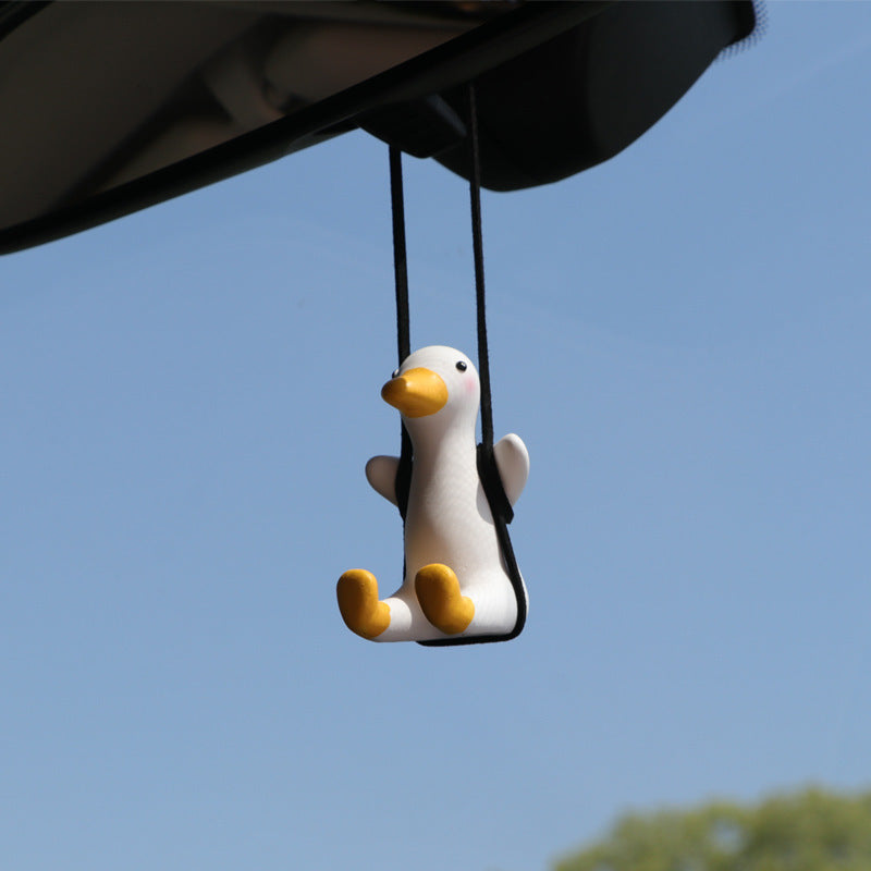 Car Pendant Cute Anime Little Duck Swing Auto Rearview Mirror Hanging Ornaments Interior Decoraction Accessories For Girls Gi