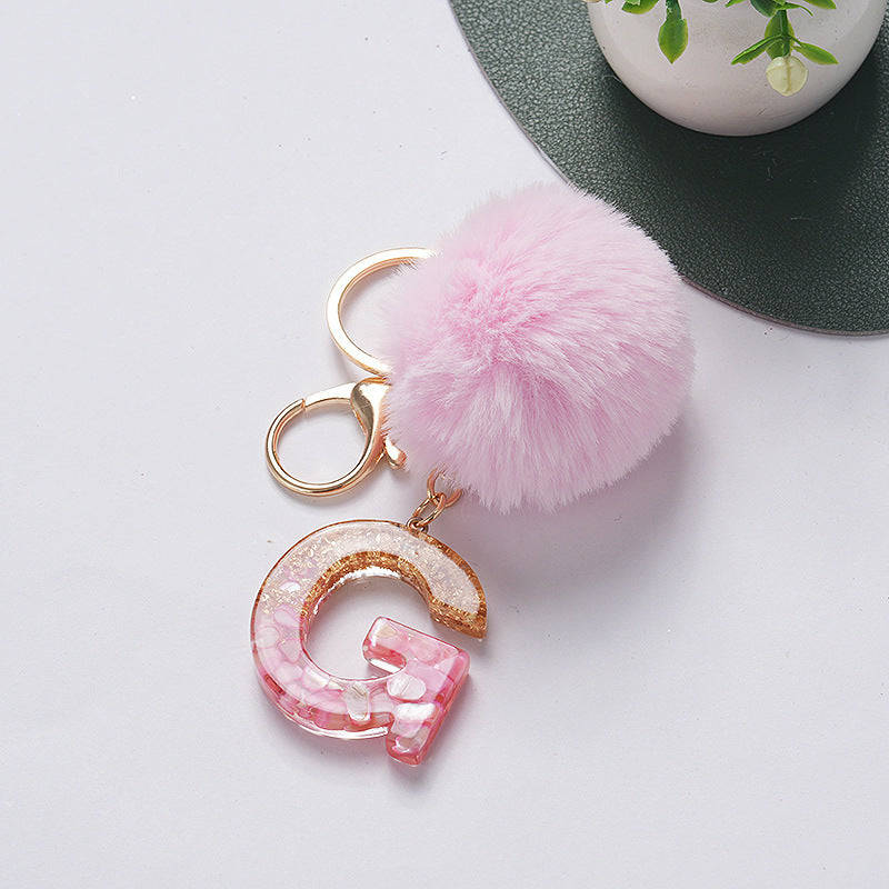 Hair Ball Pendant 26 English Letters Epoxy Keychain 6990f177 ab81 423c bb9c 2406dae7f411