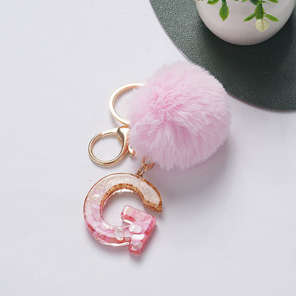 Hair Ball Pendant 26 English Letters Epoxy Keychain 6990f177 ab81 423c bb9c 2406dae7f411