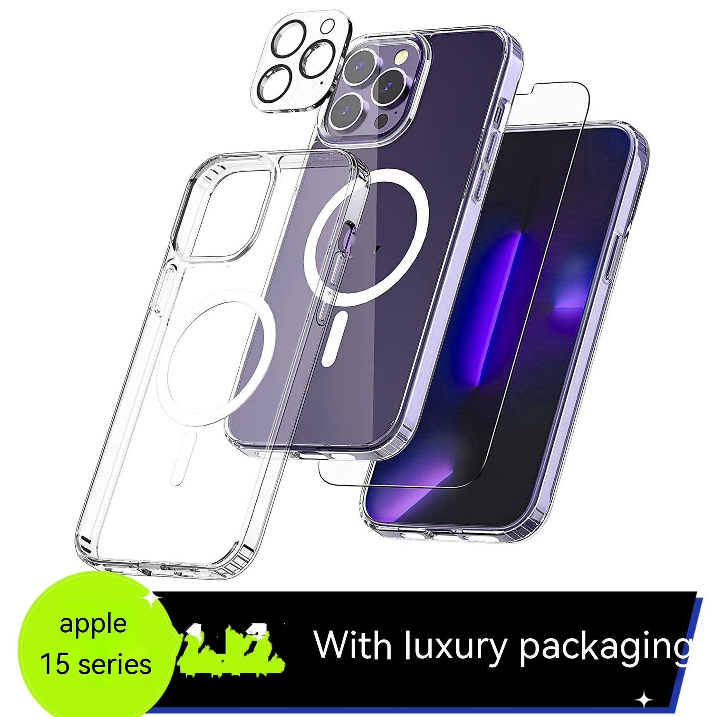 Transparent Magnetic Phone Case Tempered Film Lens Protector Set 69945b83 be25 4d4a 93a2 f6c82a3f843e trans