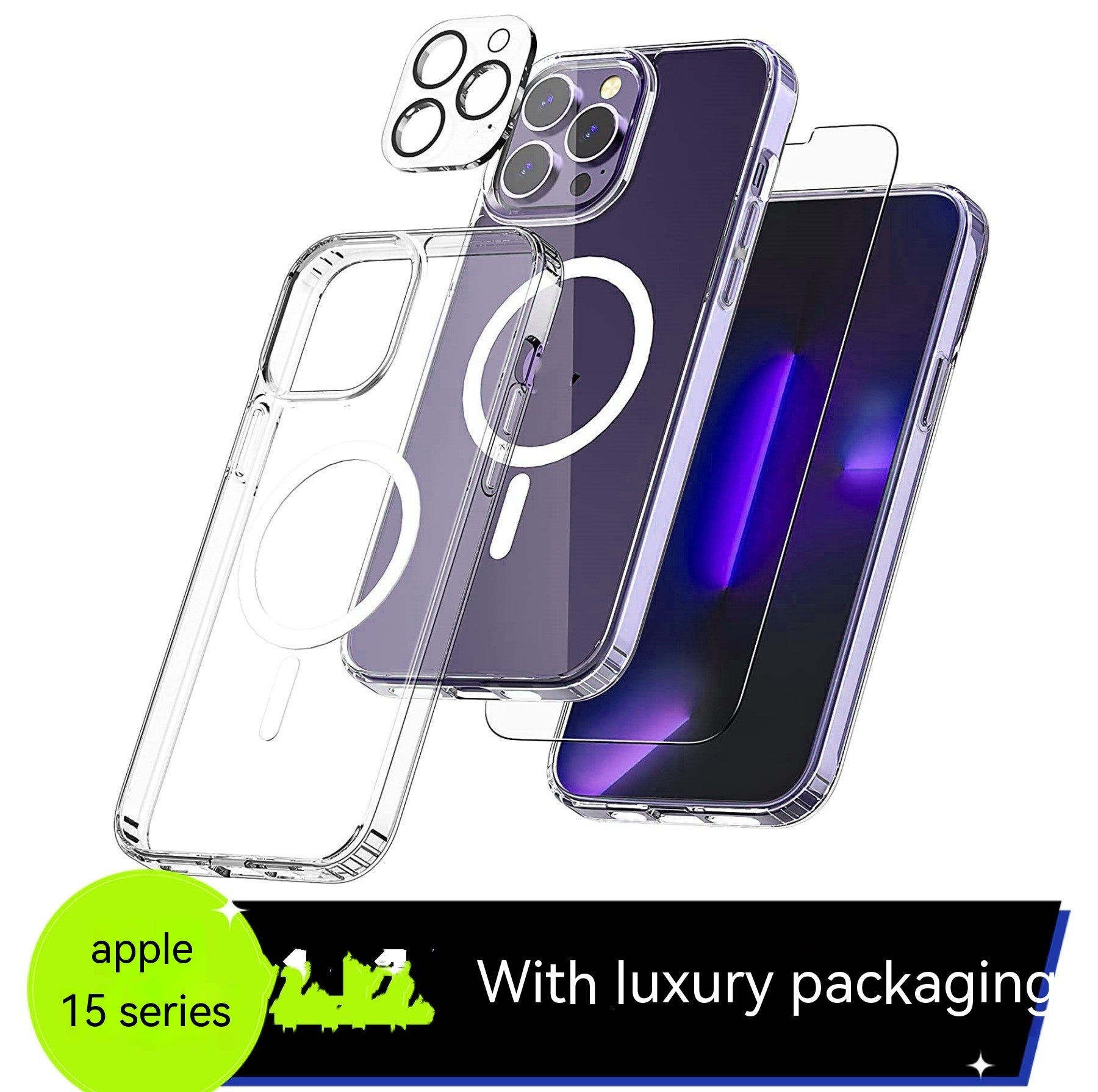 Transparent Magnetic Phone Case Tempered Film Lens Protector Set 69945b83 be25 4d4a 93a2 f6c82a3f843e trans