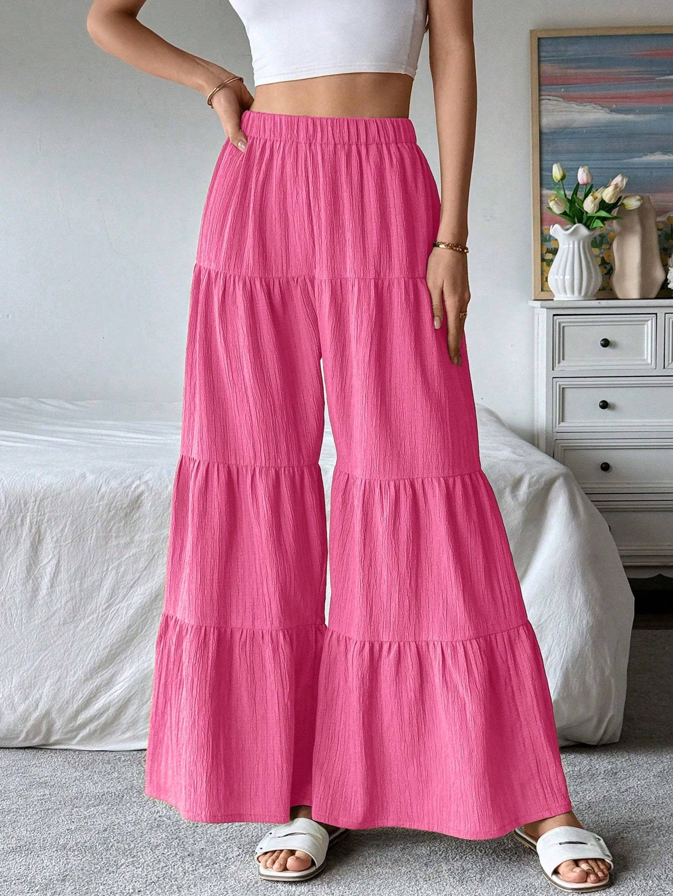 Women's Elegant Textured Casual Comfortable Long Pants 69b1ae79 2f4a 4b93 981f cec8a4aa913f