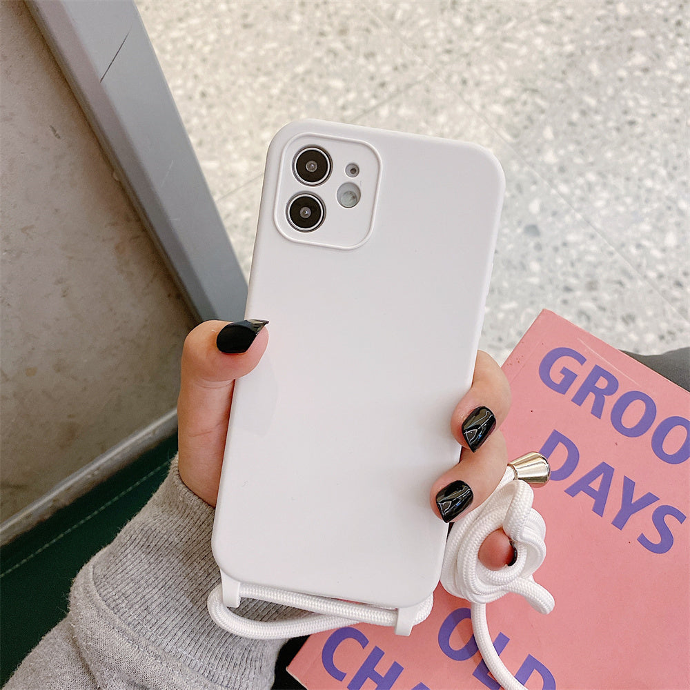 Simple Solid Color Messenger Lanyard Liquid Silicone Fine Hole Mobile Phone Case 69d30f22 5090 4b9e 9a73 025f5aa933ff