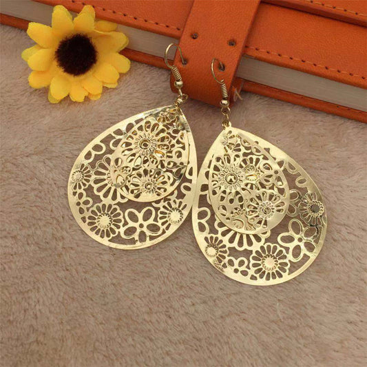Double-layer Water Drop Hollow Retro All-match Earrings 69db10a9 1f8d 440b b852 51180194fa20