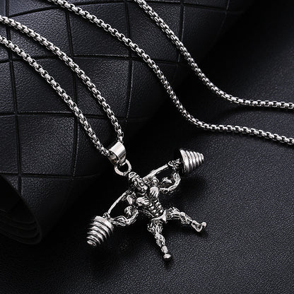 Stainless Steel Hip Hop Barbell Weightlifting Fitness Pendant Necklace 69fcaa39 e5e8 4498 bb92 c519571a497e