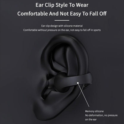 Ear Clip Bone Conduction Headphone Bluetooth-compatible 5.2 HIFI Wireless Earphone Touch Handsfree Sports Noise Cancelling He