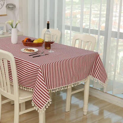 Cotton And Linen Small Round Table Cloth Simple Striped 6a00d353 cb48 4fb8 8227 3899af914797