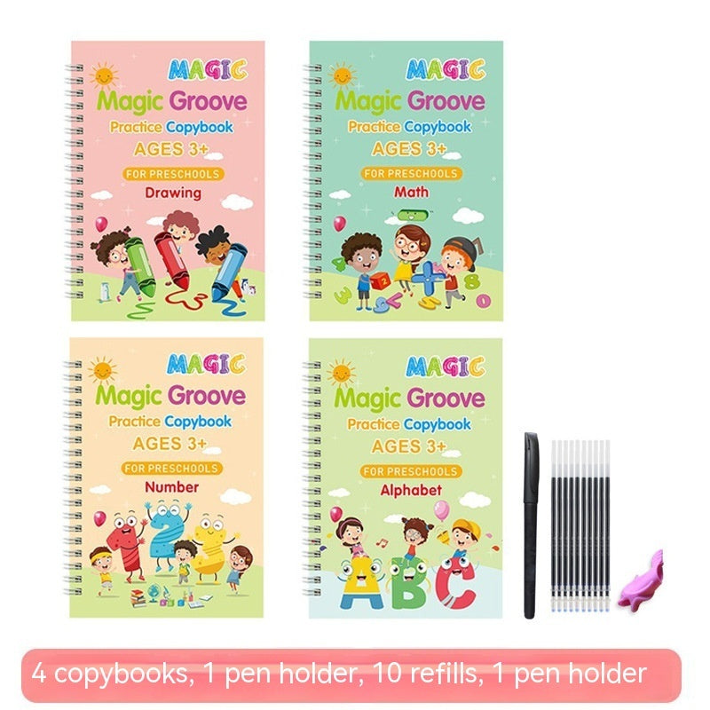 Children's Groove English Calligraphy Practice Board French German Painting Magic English Stickers Copy Control Pen Training Book - 图片 13