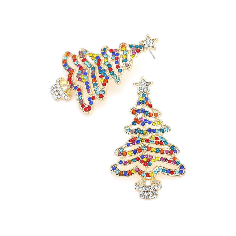Hollow Out Christmas Tree Earrings With Diamonds 6a1e9792 1554 4324 915d e102a1d874ce