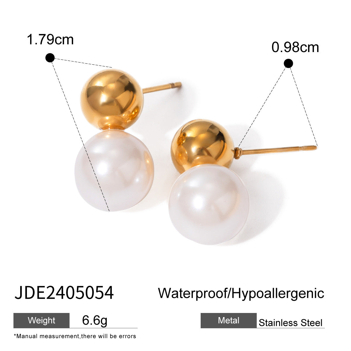 Stainless Steel Pearl Stud Earrings Titanium Steel 6a4be88a eea7 4f08 9cb4 e73863e11106