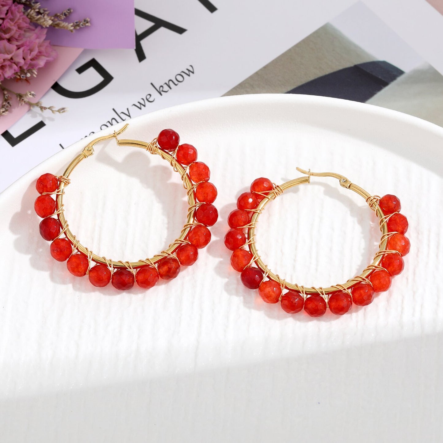 Natural Stone Stainless Steel Winding Earrings 6a6467e4 cded 415b b73a dbcc5695b3ef