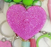 Peach Heart Hot Rhinestone Leather Advertising Keychain 6a6f6f72 e511 4009 8e0e 838fda17991f