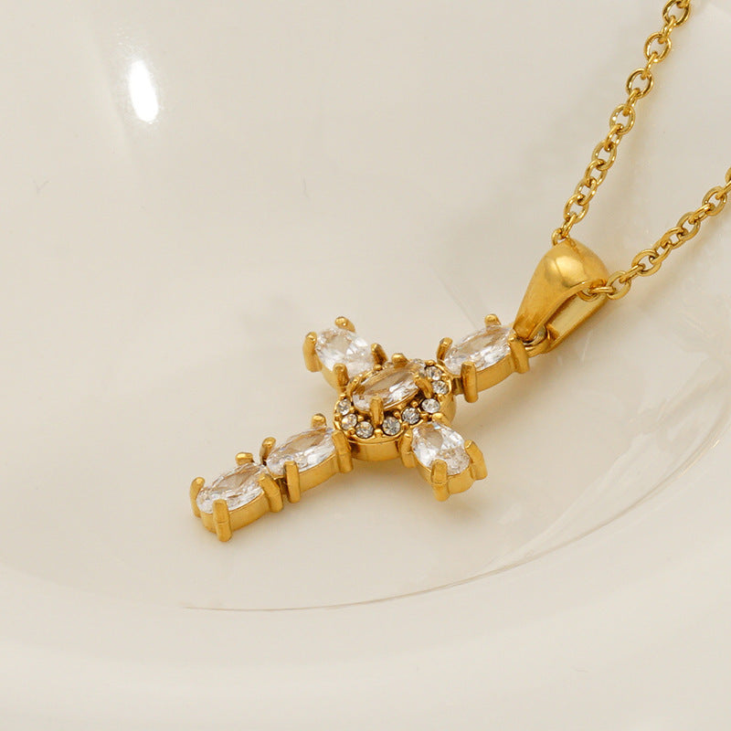 Ins Style Vintage Cross Zircon Necklace 6a7b80ea 2c1d 4550 a2d2 adf203501557