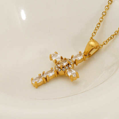 Ins Style Vintage Cross Zircon Necklace 6a7b80ea 2c1d 4550 a2d2 adf203501557