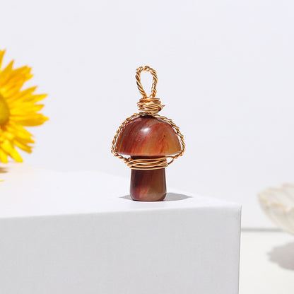 Crystal Agate Semi-Precious Mushroom Braided Pendant 6a929173 5462 48ca b0d3 dfb488208304