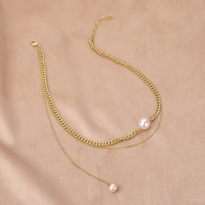 All-match Cold Rock Hip-hop Pearl Necklace Clavicle Chain Female 6a99f541 7803 423f 8667 86547e92ce85