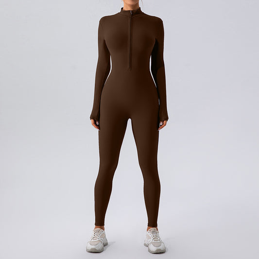 Fleece-lined Yoga Jumpsuit Long Sleeve Keep Warm Outerwear Tights 6aa2a4da de73 4d62 81fb 3d50383832b5