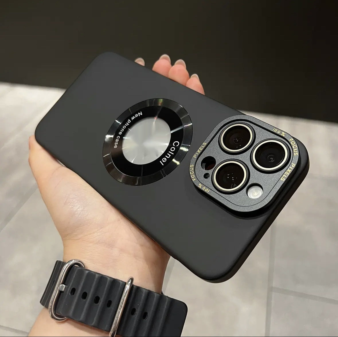 Metal Lens Frame Frosted Phone Case - 图片 9