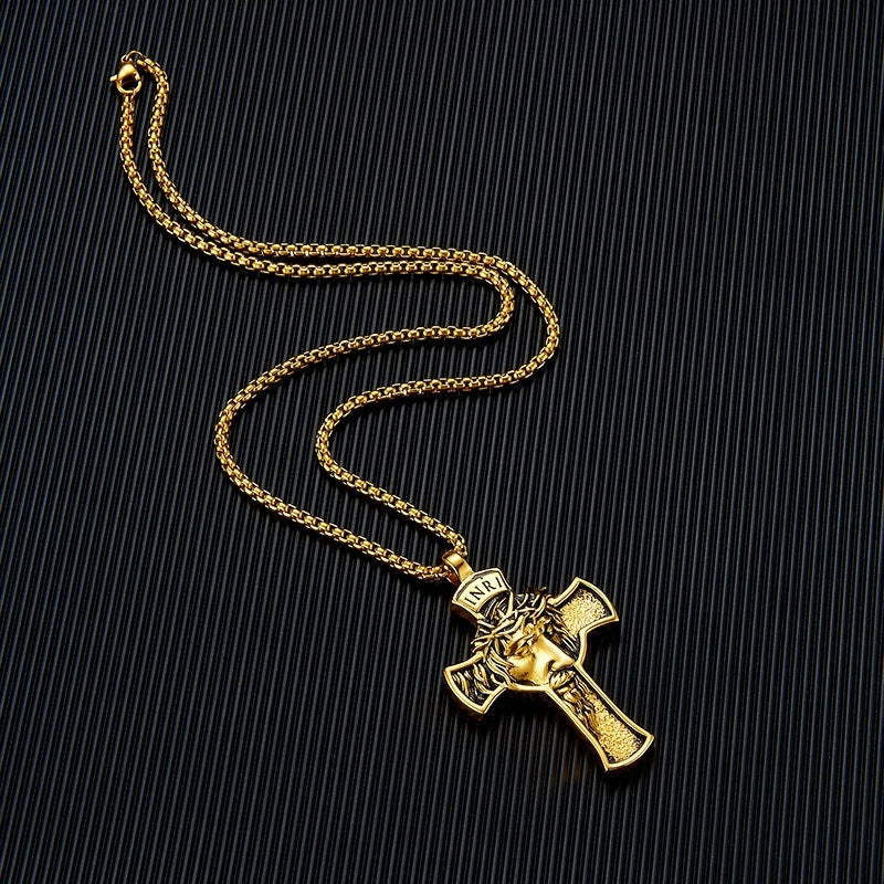 Stainless Steel Cross Shelf Head Pendant Necklace Personality Retro Men 6ab1c8c5 f6fd 4a6b 9bc3 e1409cc3e0cc trans