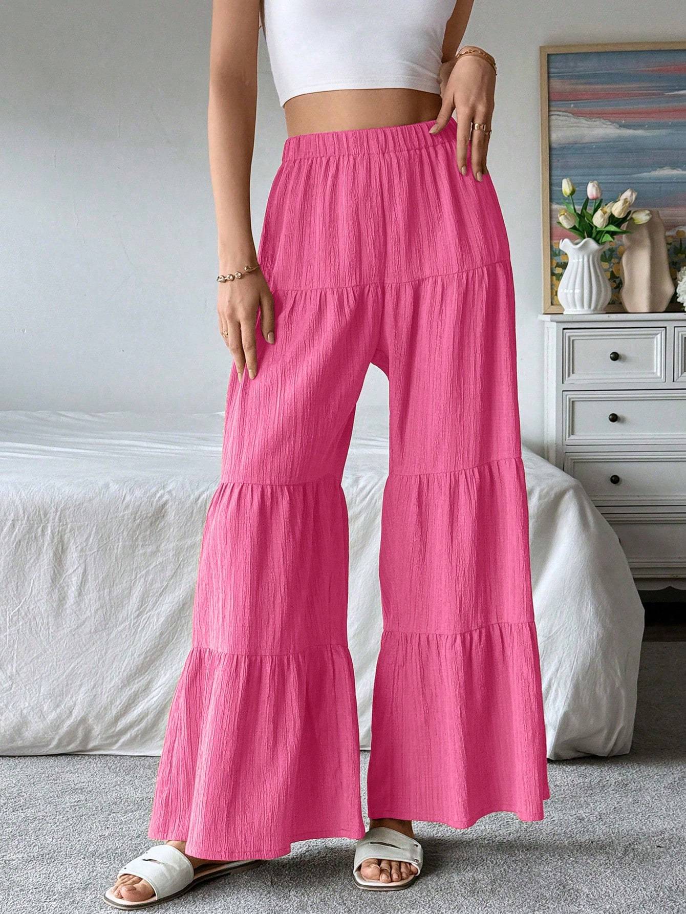 Women's Elegant Textured Casual Comfortable Long Pants 6ade1259 7d06 4846 bba8 322c51e8d899